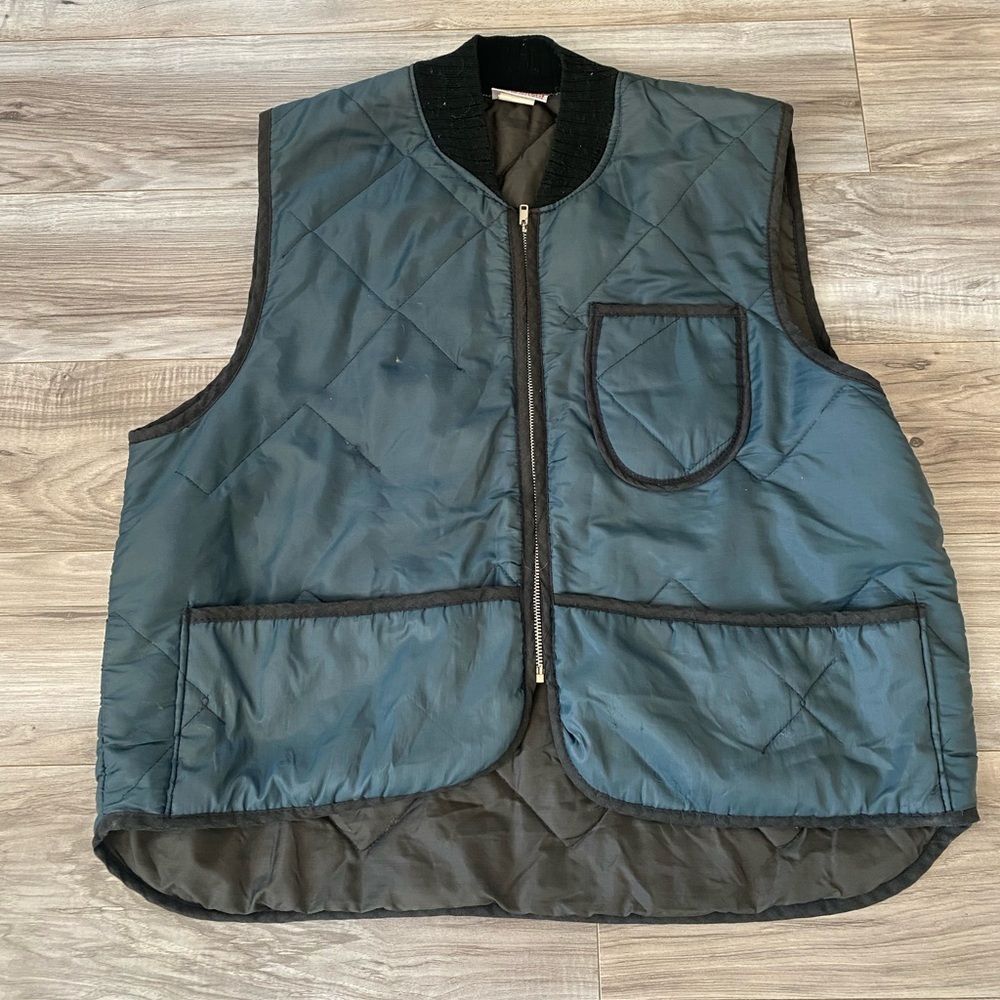 Vintage WearGuard Men's Quilted Insulated Work Vest Size Large Navy Blue